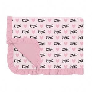 NEW KICKEE ruffle toddler blanket in shrinking violet xoxo
